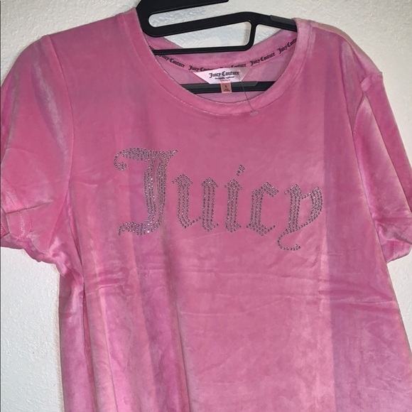 NEW Juicy Couture Pink T-Shirt with Rhinestone Logo - Picture 6 of 9